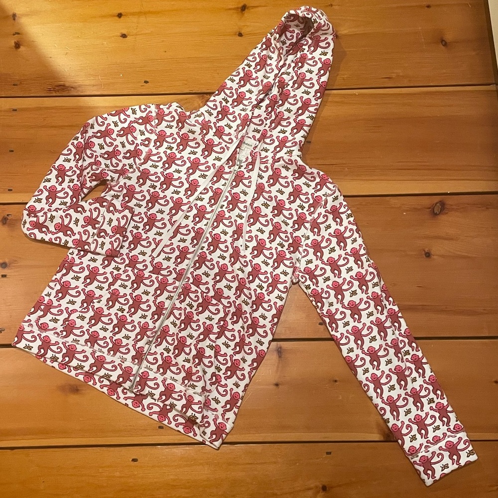 Roller Rabbit Pink Monkey Zip-Up Hoodie